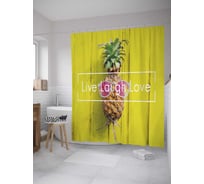 Штора (занавеска) для ванной JoyArty "Ананас в очках" из сатена, 180х200 см с крючками, sc_35829