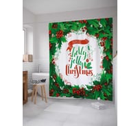 Штора (занавеска) для ванной JoyArty "Холли Джолли Рождество" из сатена, 180х200 см с крючками, sc_37082