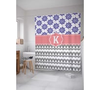 Штора (занавеска) для ванной JoyArty "Шеврон с монограммой К" из сатена, 180х200 см с крючками, sc_3757