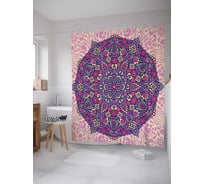 Штора (занавеска) для ванной JoyArty "Восточная мандала" из сатена, 180х200 см с крючками, sc_36872