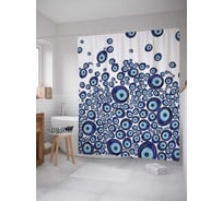 Штора (занавеска) для ванной JoyArty "Узоры с кругами" из сатена, 180х200 см с крючками, sc_4475