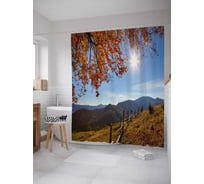 Штора (занавеска) для ванной JoyArty "Изгородь на склоне" из сатена, 180х200 см с крючками, sc_37668