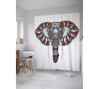 Штора (занавеска) для ванной JoyArty "Орнаментальный слон" из сатена, 180х200 см с крючками, sc_35401