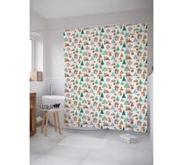 Штора (занавеска) для ванной JoyArty "Рождество наив" из сатена, 180х200 см с крючками, sc_37094