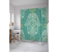 Штора (занавеска) для ванной JoyArty "Орнаментальная хамса" из сатена, 180х200 см с крючками, sc_35425
