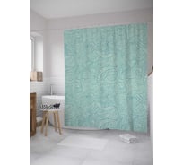 Штора (занавеска) для ванной JoyArty "Мятные завитки" из сатена, 180х200 см с крючками, sc_33751