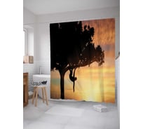 Штора (занавеска) для ванной JoyArty "Ленивец оттягивается" из сатена, 180х200 см с крючками, sc_37859