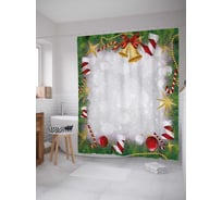 Штора (занавеска) для ванной JoyArty "Носки на Рождество" из сатена, 180х200 см с крючками, sc_37080