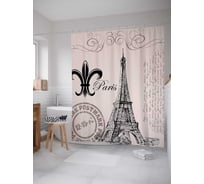 Штора (занавеска) для ванной JoyArty "Парижское письмо" из сатена, 180х200 см с крючками, sc_3468