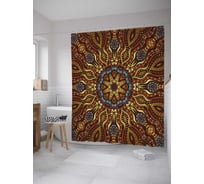 Штора (занавеска) для ванной JoyArty "Глаза востока" из сатена, 180х200 см с крючками, sc_33881
