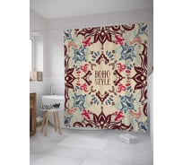 Штора (занавеска) для ванной JoyArty "Орнаменты в стиле бохо" из сатена, 180х200 см с крючками, sc_35965