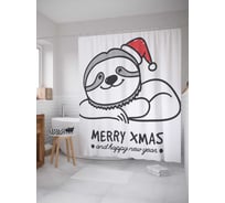 Штора (занавеска) для ванной JoyArty "С рождеством и новым годом" из сатена, 180х200 см с крючками, sc_37854