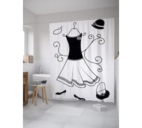 Штора (занавеска) для ванной JoyArty "Платье для француженки" из сатена, 180х200 см с крючками, sc_39406