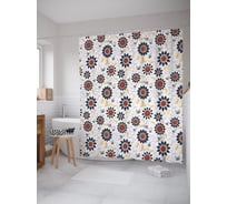 Штора (занавеска) для ванной JoyArty "Цветочная самобытность" из сатена, 180х200 см с крючками, sc_58409