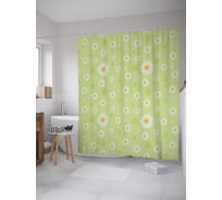 Штора (занавеска) для ванной JoyArty "Ромашковое поле" из сатена, 180х200 см с крючками, sc_52440