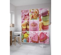 Штора (занавеска) для ванной JoyArty "Выпечка с кремом" из сатена, 180х200 см с крючками, sc_32057