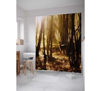 Штора (занавеска) для ванной JoyArty "Олененок в лесу" из сатена, 180х200 см с крючками, sc_35748