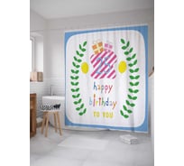 Штора (занавеска) для ванной JoyArty "Венок на юбилей" из сатена, 180х200 см с крючками, sc_34155