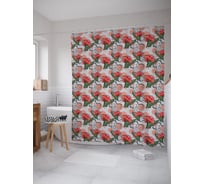 Штора (занавеска) для ванной JoyArty "Одиночные маки" из сатена, 180х200 см с крючками, sc_54504
