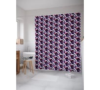 Штора (занавеска) для ванной JoyArty "Квадратный кубизм" из сатена, 180х200 см с крючками, sc_57790