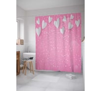 Штора (занавеска) для ванной JoyArty "Волшебные сердца" из сатена, 180х200 см с крючками, sc_55132