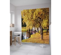 Штора (занавеска) для ванной JoyArty "Осенний релакс" из сатена, 180х200 см с крючками, sc_32723