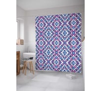 Штора (занавеска) для ванной JoyArty "Узор из кружков" из сатена, 180х200 см с крючками, sc_37347