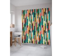 Штора (занавеска) для ванной JoyArty "Вертикальные овалы" из сатена, 180х200 см с крючками, sc_58043