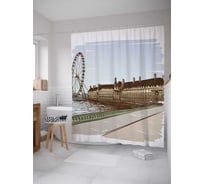 Штора (занавеска) для ванной JoyArty "Набережная Темзы" из сатена, 180х200 см с крючками, sc_37341