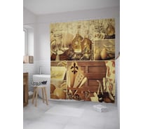 Штора (занавеска) для ванной JoyArty "Оливки в деревне" из сатена, 180х200 см с крючками, sc_32028