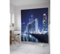 Штора (занавеска) для ванной JoyArty "Огни на Гудзоне" из сатена, 180х200 см с крючками, sc_32315