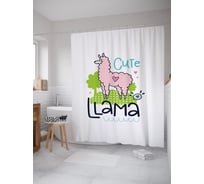 Штора (занавеска) для ванной JoyArty "Милая лама" из сатена, 180х200 см с крючками, sc_53953