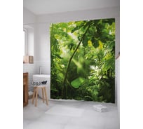 Штора (занавеска) для ванной JoyArty "Утро в тропиках" из сатена, 180х200 см с крючками, sc_38868