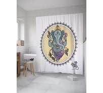 Штора (занавеска) для ванной JoyArty "Ганеша в мандале" из сатена, 180х200 см с крючками, sc_59865