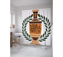 Штора (занавеска) для ванной JoyArty "Древнегреческая амфора" из сатена, 180х200 см с крючками, sc_39495