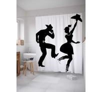 Штора (занавеска) для ванной JoyArty "Танцы ковбоев" из сатена, 180х200 см с крючками, sc_37969