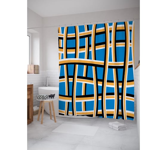 Штора (занавеска) для ванной JoyArty "Небрежное плетение" из сатена, 180х200 см с крючками, sc_54120 1