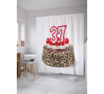 Штора (занавеска) для ванной JoyArty "Ореховый торт с цифрами" из сатена, 180х200 см с крючками, sc_34284