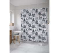 Штора (занавеска) для ванной JoyArty "Лошадка и охотничий горн" из сатена, 180х200 см с крючками, sc_52431