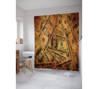 Штора (занавеска) для ванной JoyArty "Разбросанные деньги" из сатена, 180х200 см с крючками, sc_54394