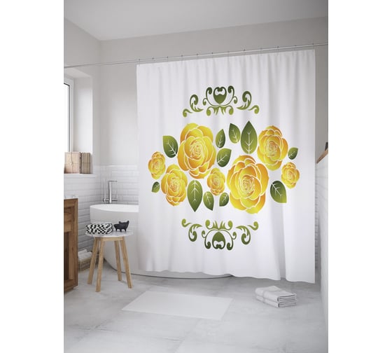 Штора (занавеска) для ванной JoyArty "Градиентные розы" из сатена, 180х200 см с крючками, sc_55148 1