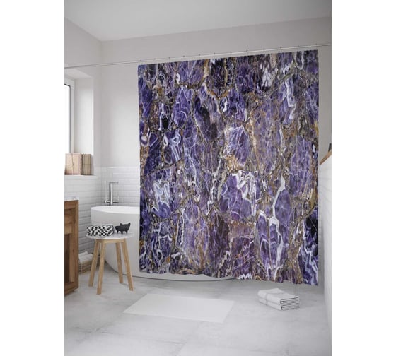 Штора (занавеска) для ванной JoyArty "Таинства Вселенной" из сатена, 180х200 см с крючками, sc_33974 1