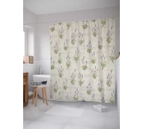 Штора (занавеска) для ванной JoyArty "Шалфей" из сатена, 180х200 см с крючками, sc_39834