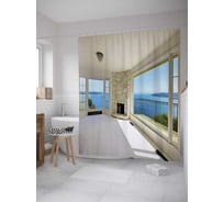 Штора (занавеска) для ванной JoyArty "Вид из окон" из сатена, 180х200 см с крючками, sc_34792