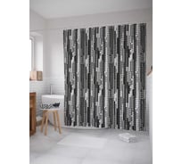 Штора (занавеска) для ванной JoyArty "Фигуры в полосках" из сатена, 180х200 см с крючками, sc_37383
