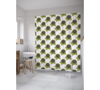 Штора (занавеска) для ванной JoyArty "Поле подсолнухов" из сатена, 180х200 см с крючками, sc_59328