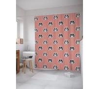 Штора (занавеска) для ванной JoyArty "Собачьи мордочки" из сатена, 180х200 см с крючками, sc_53398