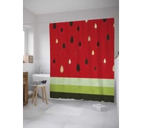 Штора (занавеска) для ванной JoyArty "Абстракция арбуза" из сатена, 180х200 см с крючками, sc_32113