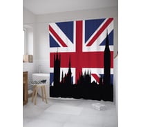 Штора (занавеска) для ванной JoyArty "Силуэты Англии" из сатена, 180х200 см с крючками, sc_39126