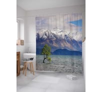 Штора (занавеска) для ванной JoyArty "Дерево посреди озера" из сатена, 180х200 см с крючками, sc_32661